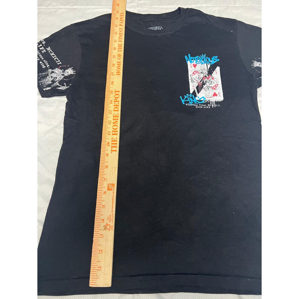 Notorious King Boss Life Graphic T-Shirt Black Small Skeleton Playing Cards